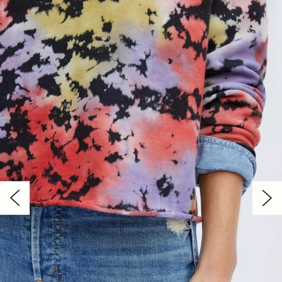 Anthropologie Let Luv Zoe Rainbow Tie Dye Cropped Crewneck Pullover Sweatshirt - Picture 2 of 7